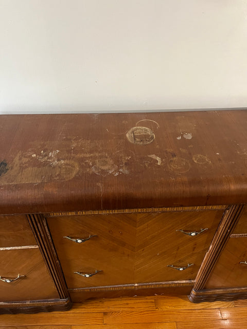 Antique (& Heavy) Wooden Dresser That Needs Love, W58xD21xH36"