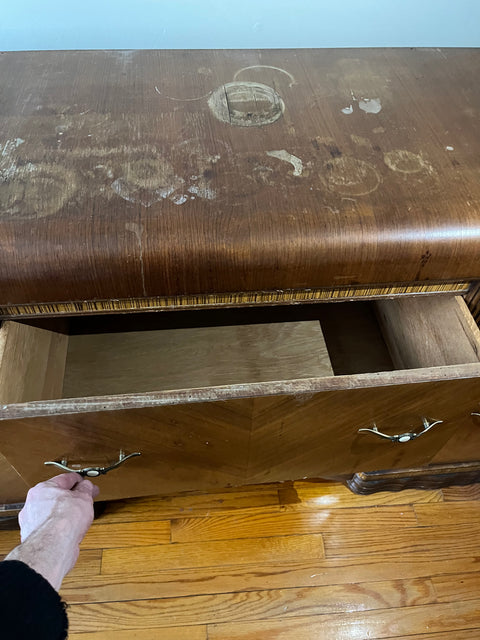 Antique (& Heavy) Wooden Dresser That Needs Love, W58xD21xH36"