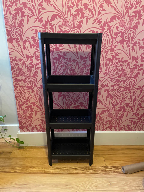 Black Plastic Four Tier Rack, 14x9x40"