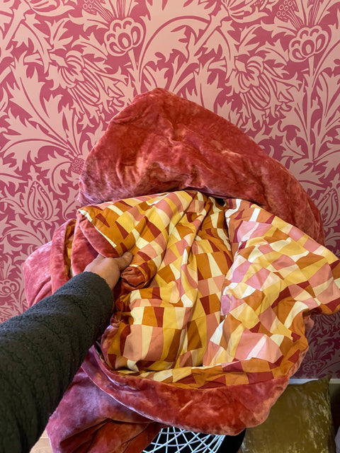 Velvet Geometric Comforter and Pillow Cases