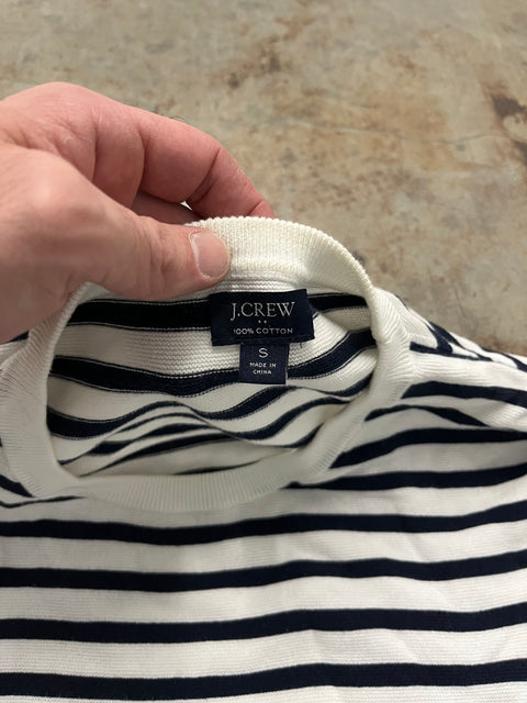 J. Crew Long-sleeve Striped Cotton Crewneck Sweater, Size S