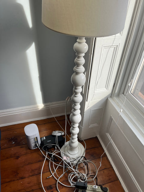 Hampton Bay Shabby White Floor Lamp, H60"