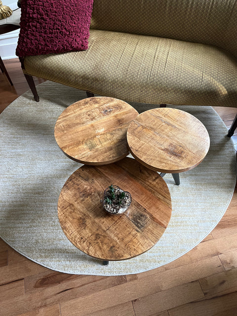 Sexy Wood and Metal Multi Level Coffee Table, W30xH21"
