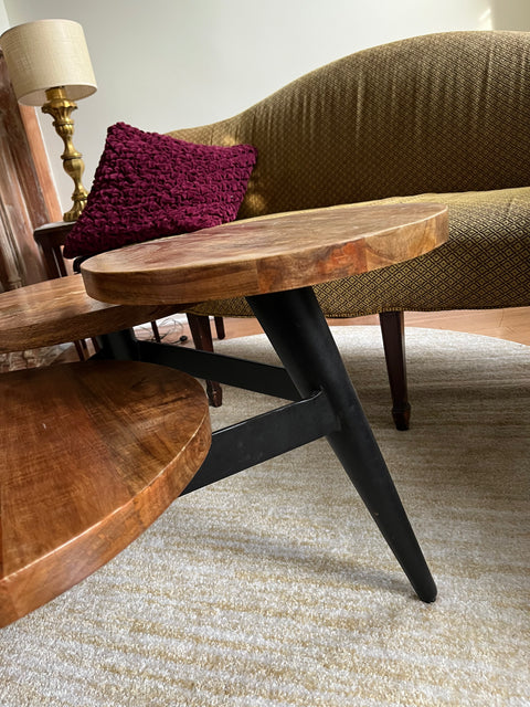 Sexy Wood and Metal Multi Level Coffee Table, W30xH21"