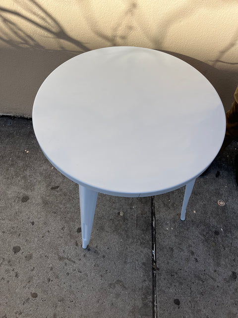 Modern Metal White Round Dining Table, 30" Wide