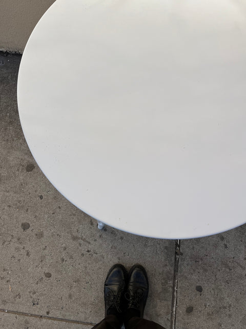 Modern Metal White Round Dining Table, 30" Wide
