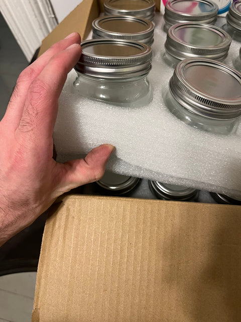 A Pack Of 30 8oz Mason Jars With Stickers