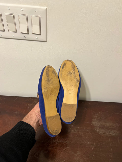 Fancy Otisopse Blue Suede Italian Loafers, Size EU 39