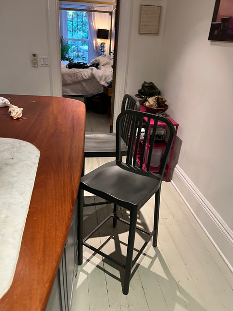 Set of Aluminum Bar Stools, H26"