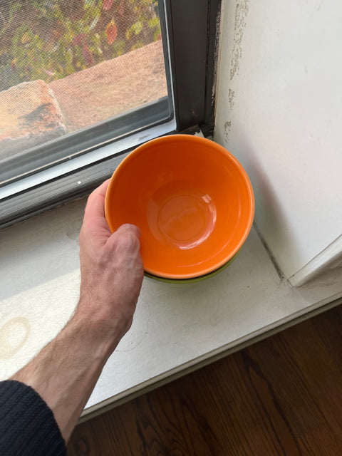Two Crate & Barrel Colorful Ceramic Bowls
