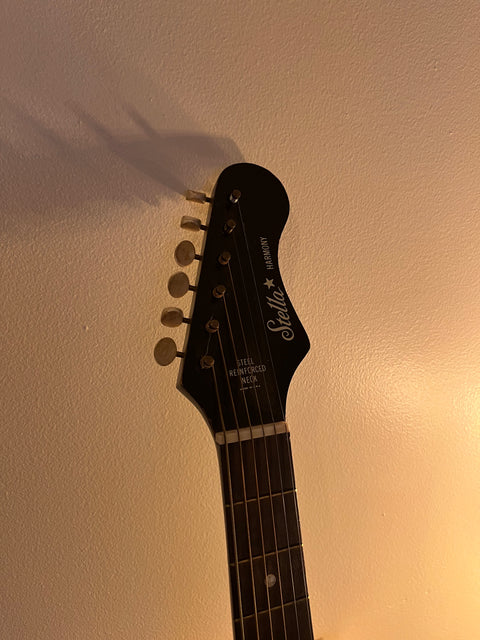 Vintage Stella Parlor Acoustic Guitar circa 1950s, Has A Small Split At The Bottom But Still Plays Well