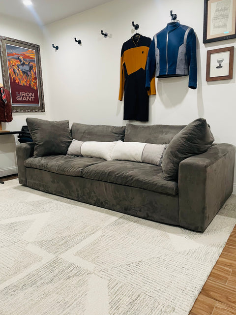 Bigass Sectional Sofa with Cute Pillows, 44x110x16"