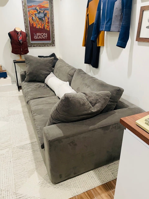 Bigass Sectional Sofa with Cute Pillows, 44x110x16"