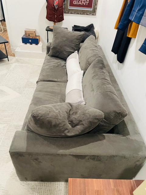 Bigass Sectional Sofa with Cute Pillows, 44x110x16"