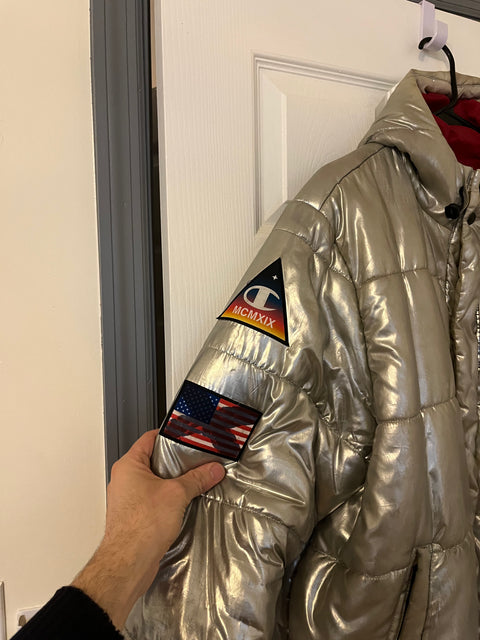 Vintage Champion x NASA Metallic Puffer Jacket, Size Men XL