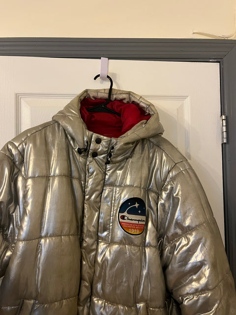 Vintage Champion x NASA Metallic Puffer Jacket, Size Men XL