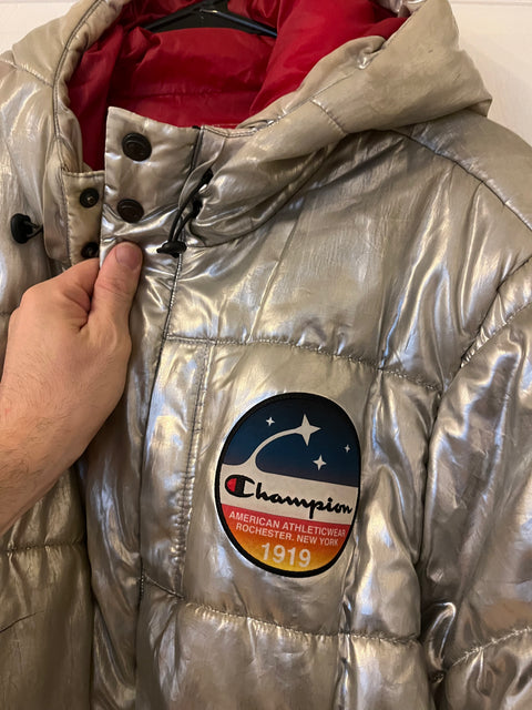 Vintage Champion x NASA Metallic Puffer Jacket, Size Men XL