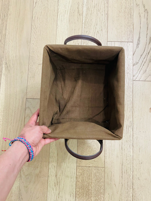 Woven Storage Basket with Fabric Liner, 11x12x8"
