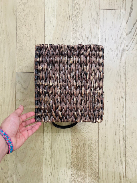 Woven Storage Basket with Fabric Liner, 11x12x8"