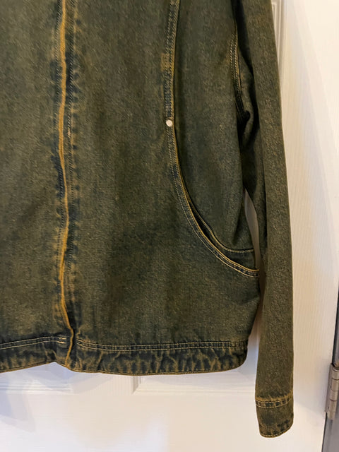 Manfinity EMRG Men Corduroy Collar Washed Casual Loose Denim Jacket, Size Men XL