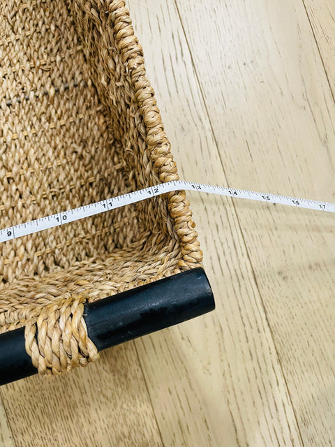Woven Storage Basket with Black Handles, 12x17x5"