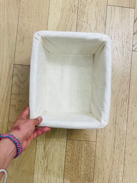 Woven Storage Basket with Cream Fabric Liner, 13x11x7"