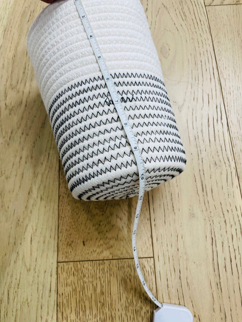 Woven Rope Striped Hanging Basket, 7x10"