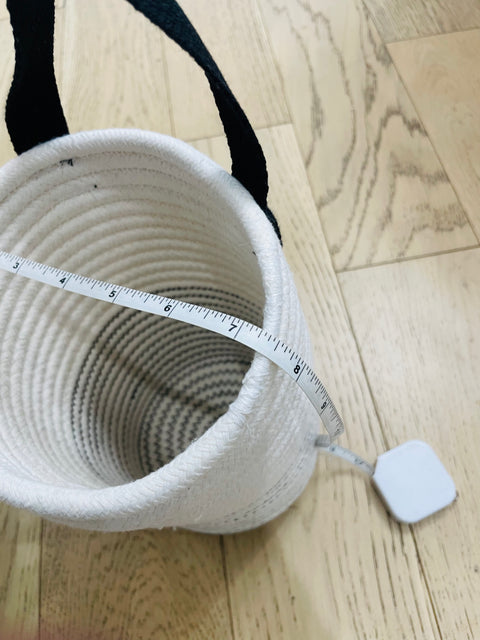 Woven Rope Striped Hanging Basket, 7x10"