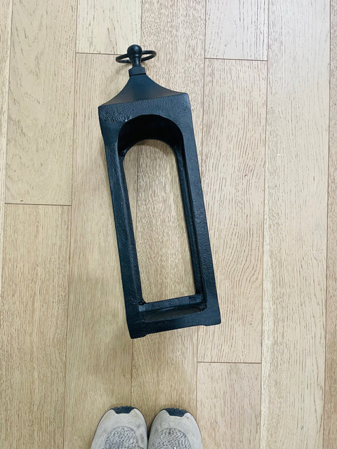 Black Metal Candle Lantern, 5x5x15"