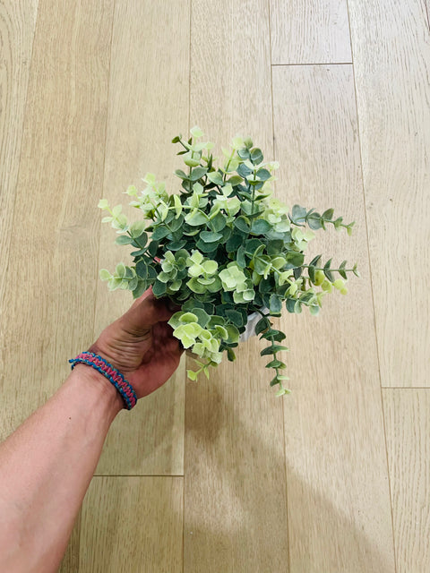 Artificial Plant in White Ceramic Pot with Wood Stand