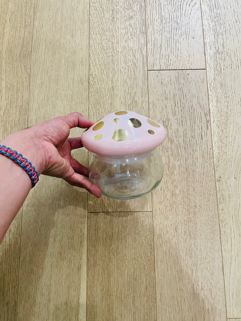 Pinky Mushroom-Shaped Glass Jar