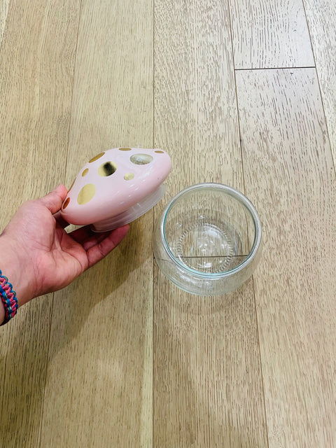 Pinky Mushroom-Shaped Glass Jar