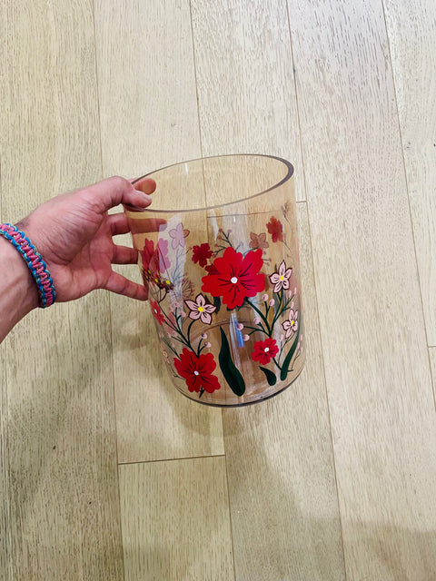 Beautiful Floral Glass Jar and Vase Set