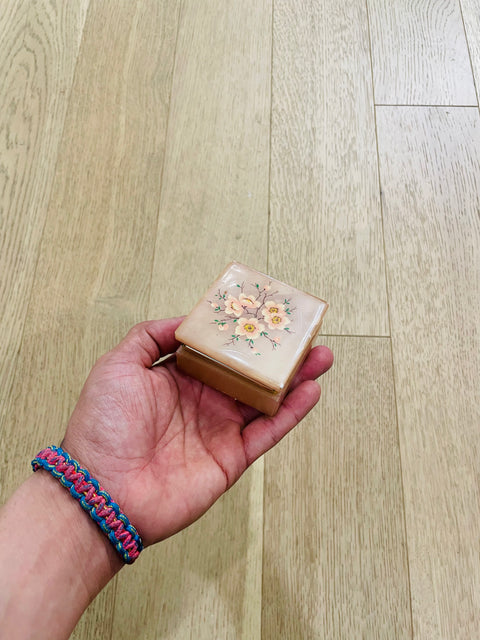 Small Pink Trinket Box with Gold Trim