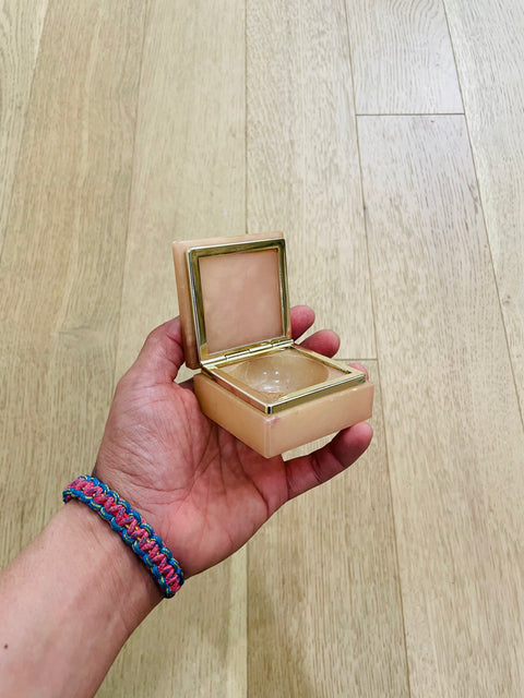 Small Pink Trinket Box with Gold Trim