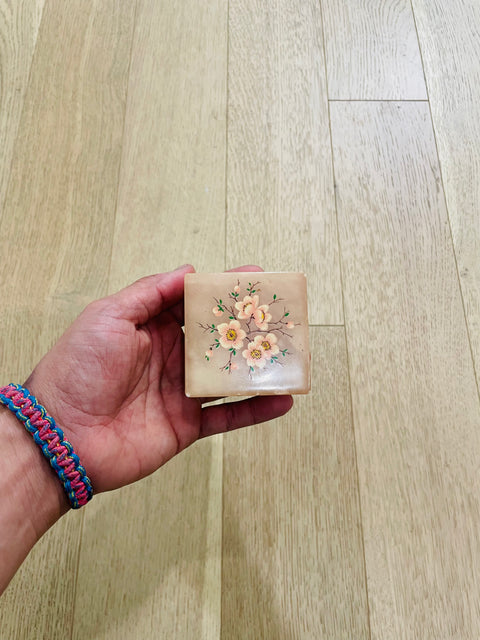 Small Pink Trinket Box with Gold Trim