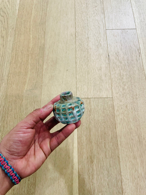 Small Teal Textured Ceramic Vase
