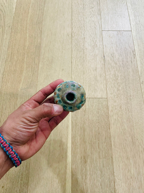 Small Teal Textured Ceramic Vase