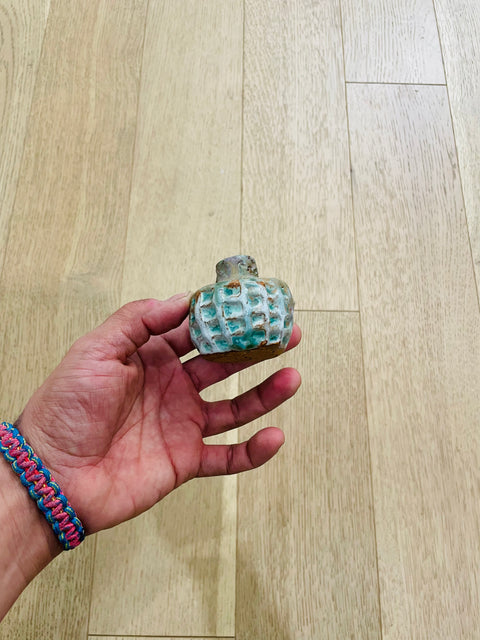 Small Teal Textured Ceramic Vase