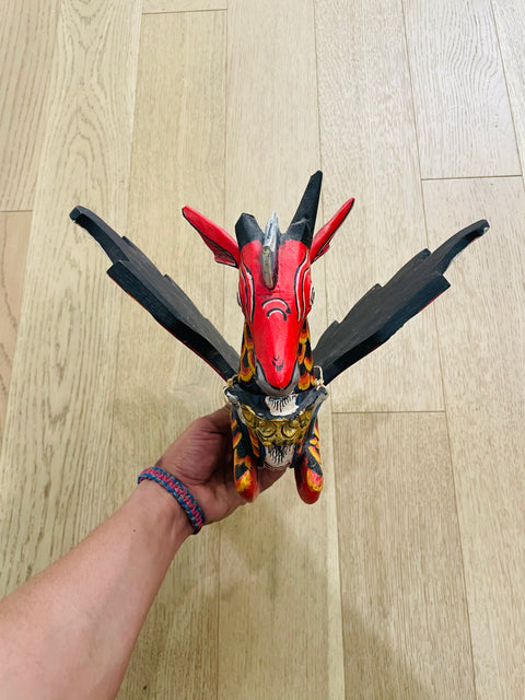 Hand-Carved Wooden Dragon Figurine
