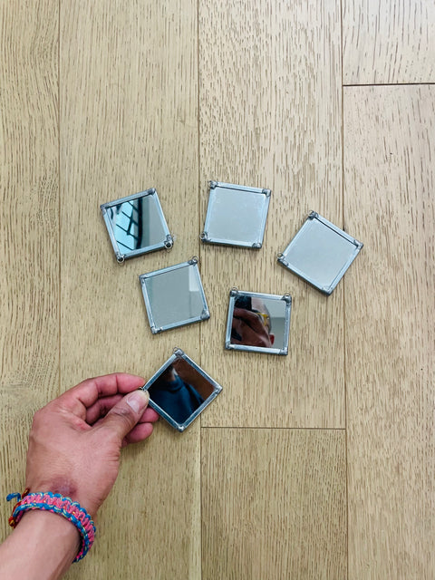 Set of Six Square Mosaic Glass Charms