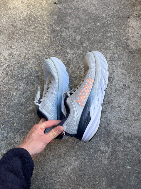 Hoka Bondi 7 Running Shoes With A Small Stain On The Front Of The Left Foot, Size US 10W or 42 2/3 EU