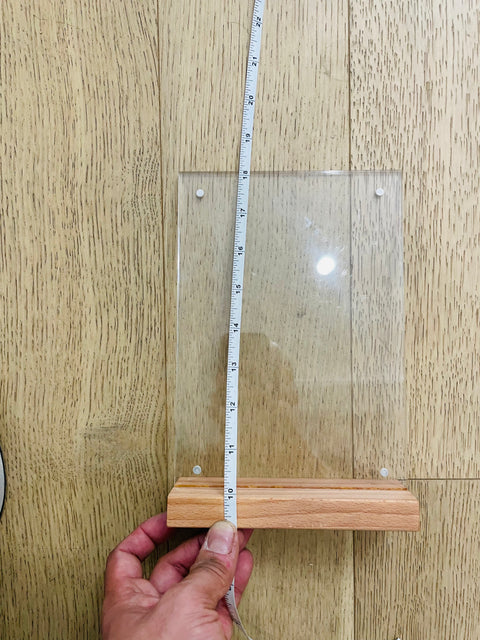 Clear Acrylic Sign Holder with Wood Base, 5x8"