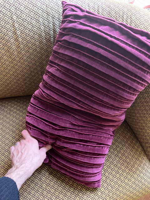 Purple Striped Velvet Throw Pillow, 24x20"