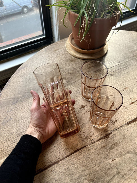 Ikea POKAL Pink Ribbed Drinking Glasses