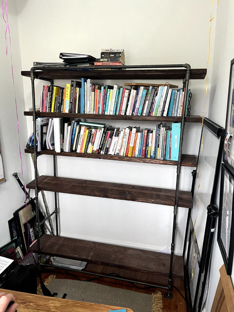 Industrial Pipe Bookcase That Fully Takes Apart, W60xD15xH76"