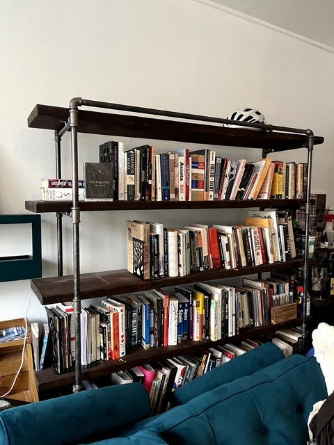 Industrial Pipe Bookcase That Fully Takes Apart, W60xD15xH76"