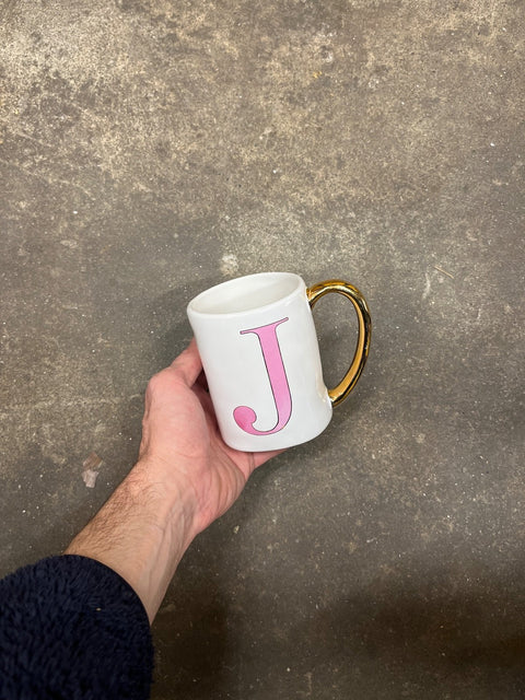 Initial "J" Golden Handle Mug