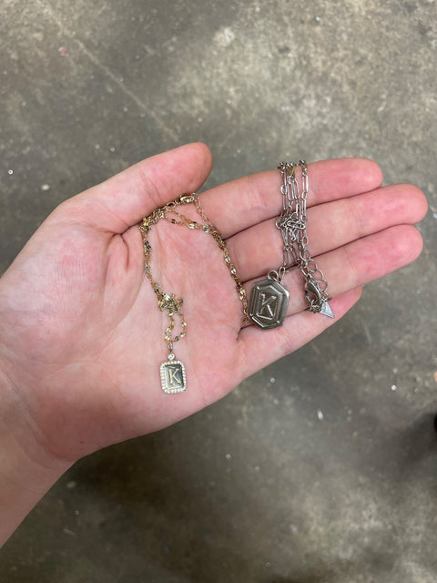 Initial "K" Pendant Necklaces