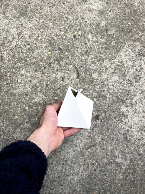 Japanese White Vase Shaped Like A Pyramid